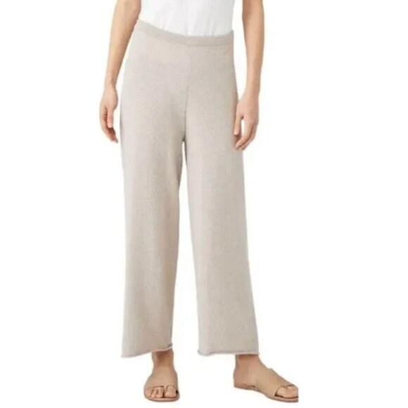 NWT Eileen Fisher Organic Cotton Straight Pant Neutral Beige Maple Oats-sz XL - Picture 1 of 9